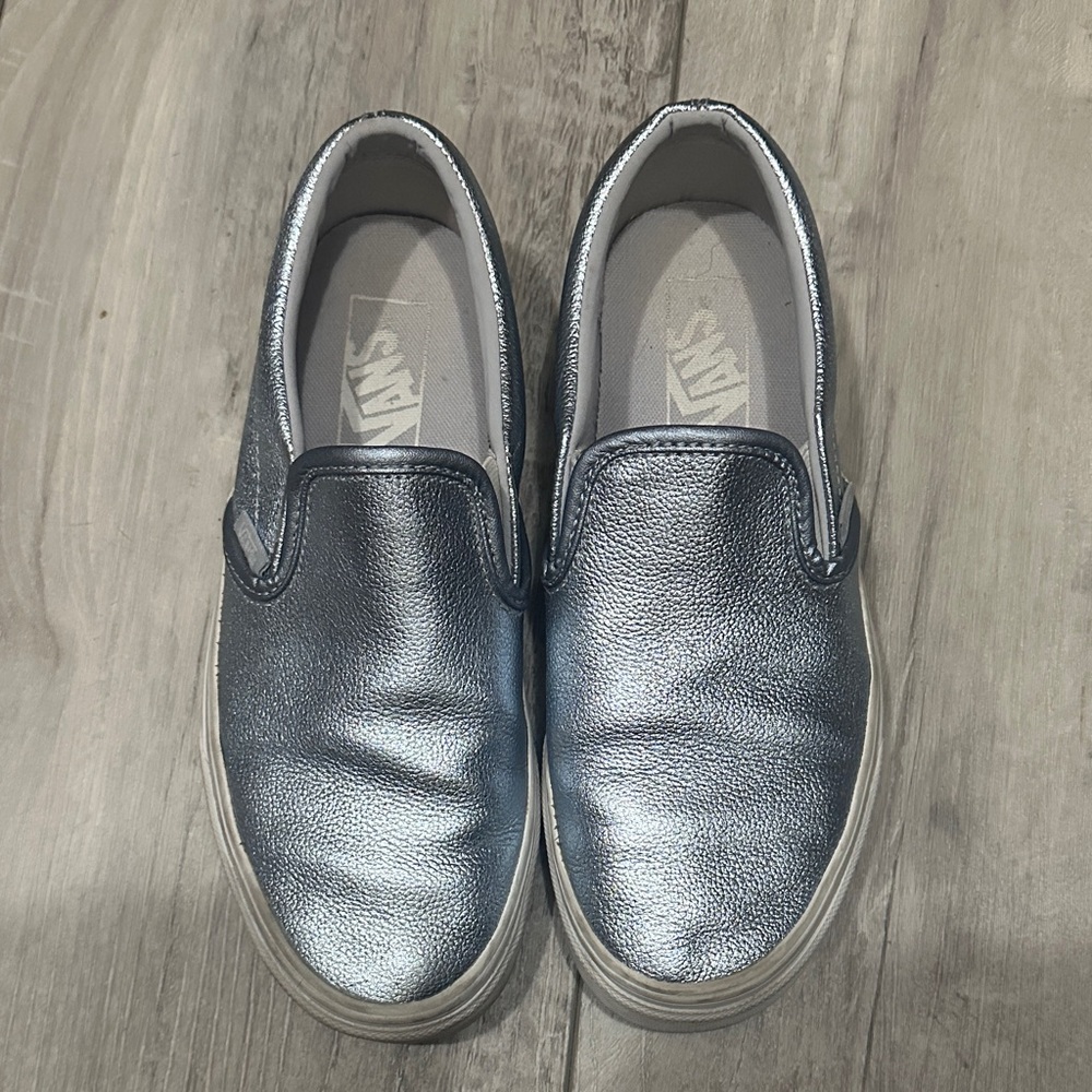 Metallic Blue Women’s Vans Slip-On Sneakers
